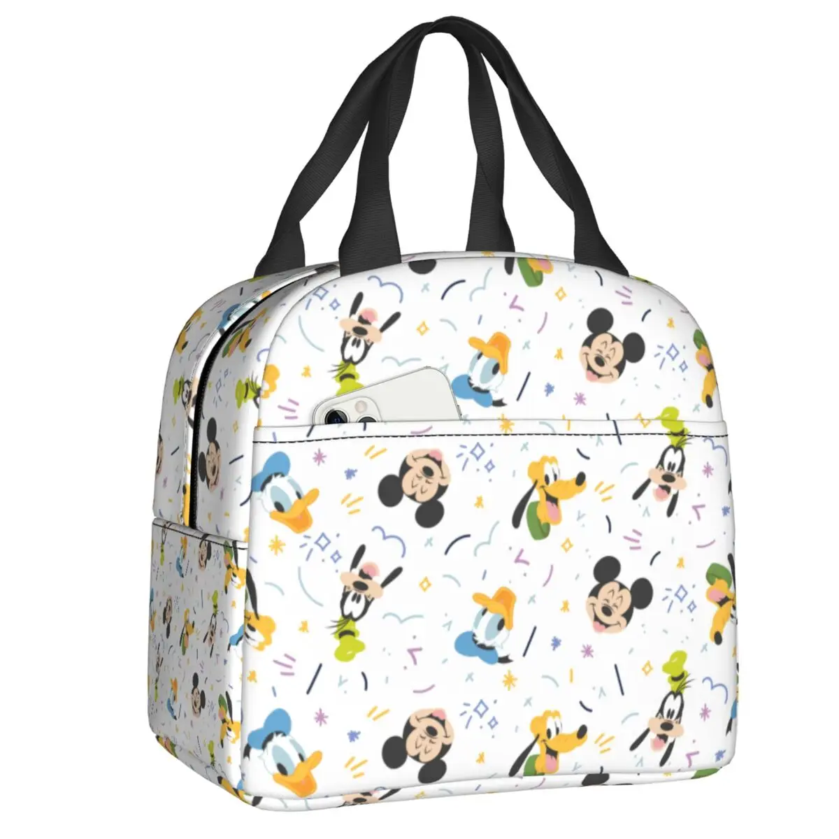 

Custom Minnie Anime Mickey Mouse Friends Cartoon Pattern Lunch Bag Women Thermal Cooler Insulated Lunch Box for Adult Office