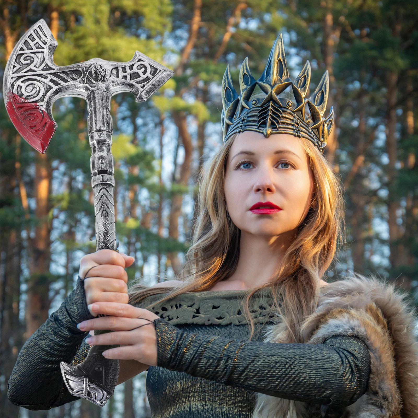 

Highly Detailed Axe Prop for Viking Costume Men Medieval Themed Parties Halloween Cosplay Events Stage Performance Accessory