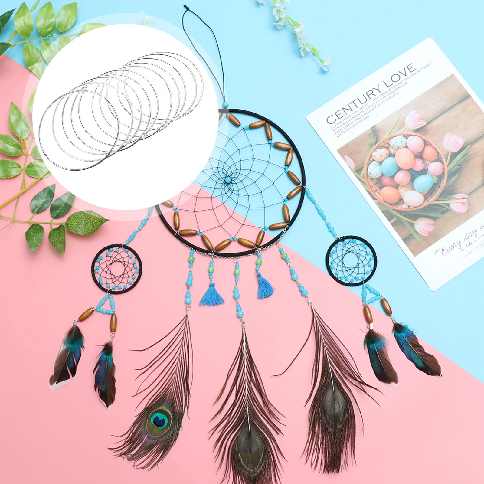 

DIY Dreamcatcher Ring Set 10 Pcs Metal for Handmade Jewelry Decoration Accessories 10cm Women Gift