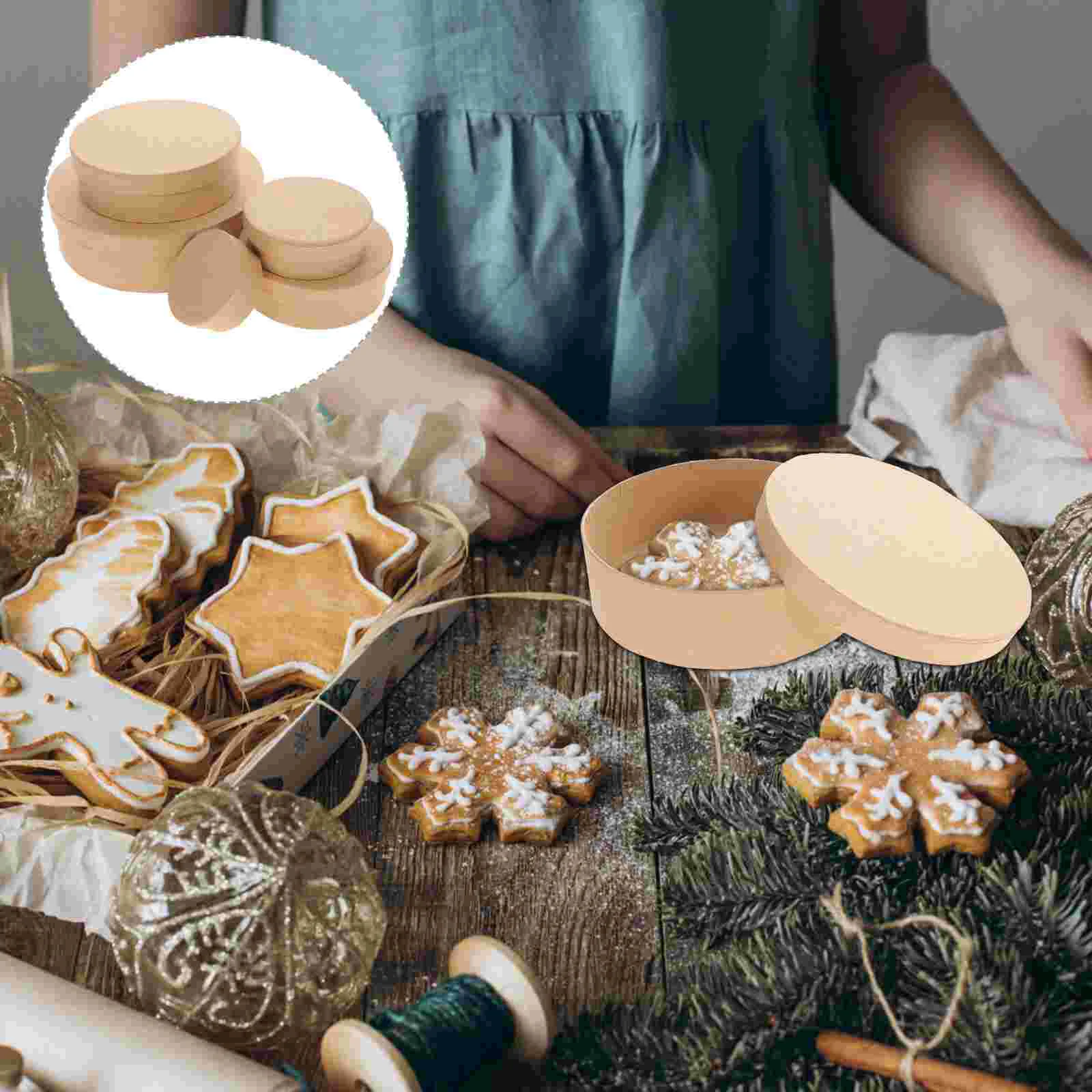 5 шт. круглая картонная коробка, Свадебный декор, подарочные коробки, маленькая крафт-бумага, картон, 6x4x2, контейнер для печенья