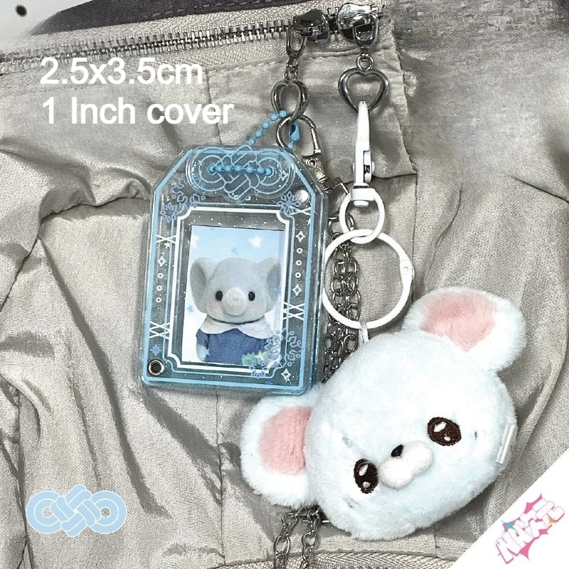 Porta carte amuleto per Kpop Custodia fotografica magnetica in acrilico da 1 pollice per carta d'identità per studenti Glitter Star Charm Clip Decor Kawaii giapponese