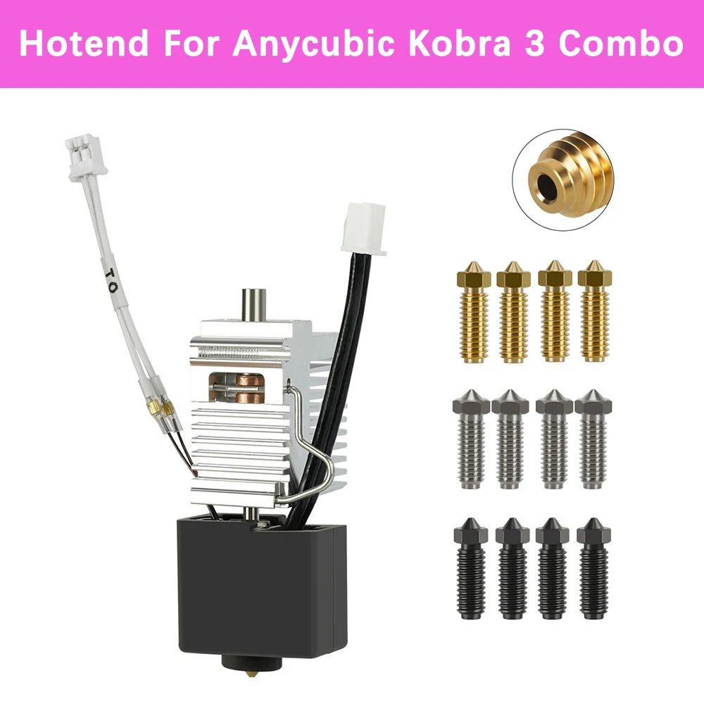 Hotend For Anycubic Kobra 3 Combo Hot End with Heat Sink Nozzle Thermistor Throat Heater Block for Anycubic Kobra3 Print Head