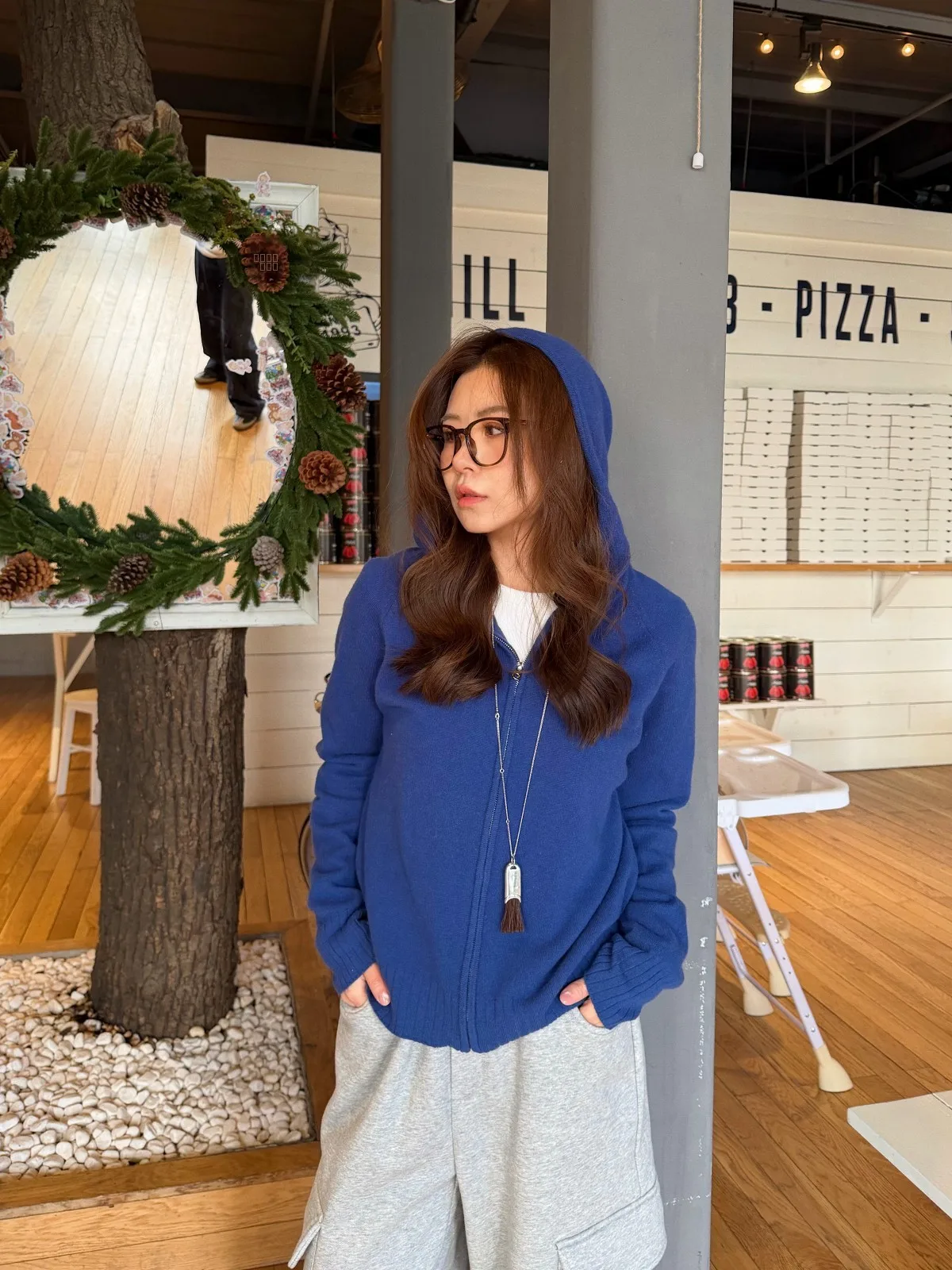 

Женский кардиган Acrab 00 из шерсти, темно-синий, простой, с капюшоном, вязаный, на молнии, для осени и зимы...