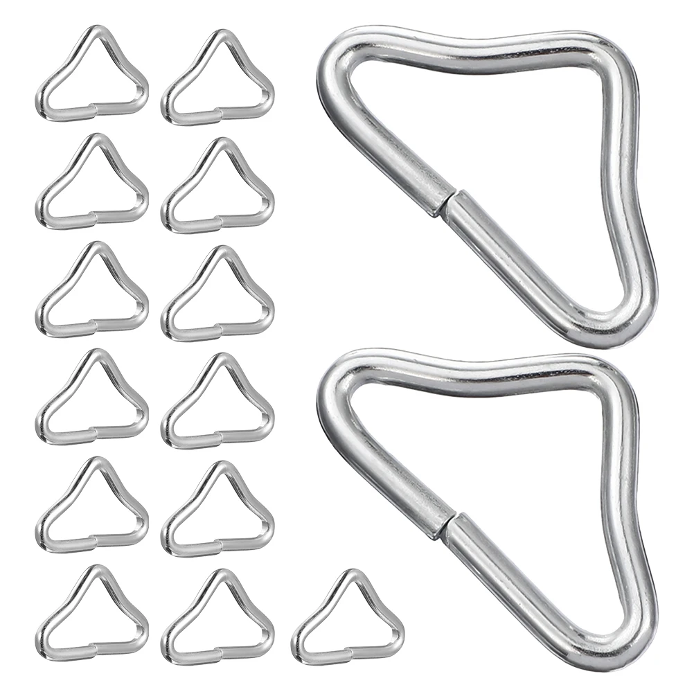 

25pcs Trampoline Triangle Buckles Iron Rings Silver Durable Professional Parts Replaceable Accessories Bungee Bed Strong