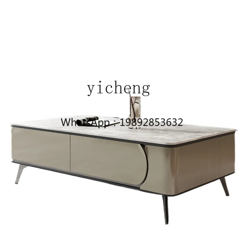 Minimalist Stone Plate Coffee Table Small Apartment Modern Minimalist Living Room Creative Height Tea Table