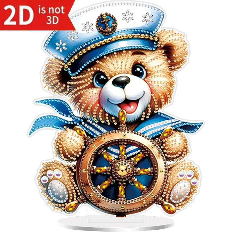 Diamond Art Navy Bear Ornament, Alien Diamond Belt Base Decorative Craft Kit. Birthday Gifts, Parties, Decorations and Ornaments