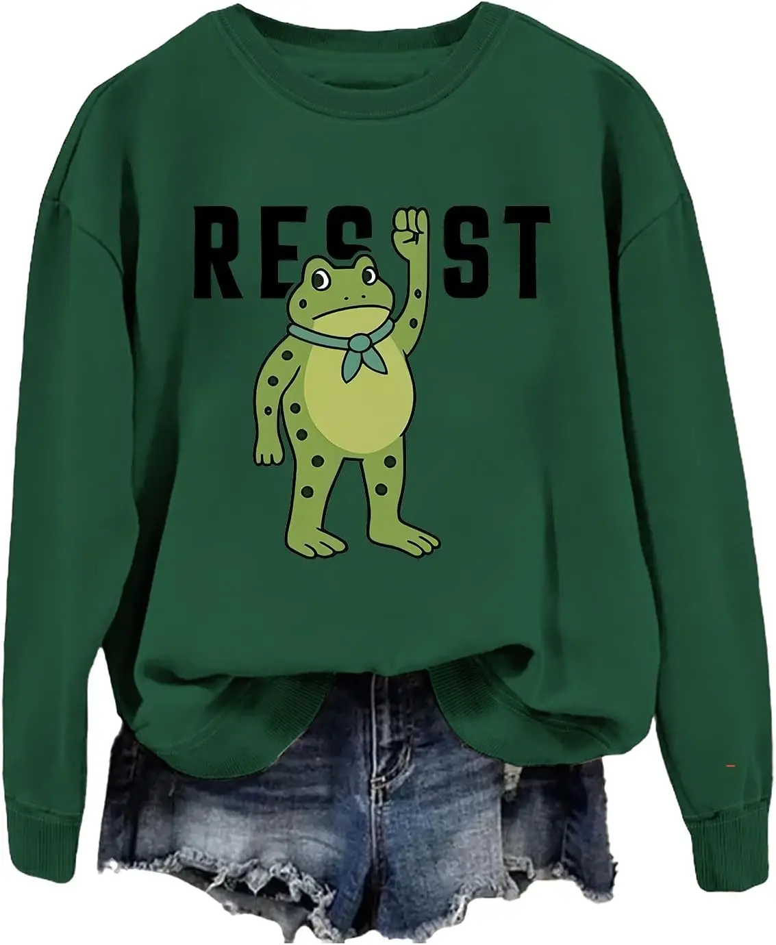 Bluza Portland Frog Resist Unisex z nadrukiem, krótki rękaw, okrągły dekolt, codzienna, miękka, wygodna, retro, zimowa, termiczna bluza z kapturem