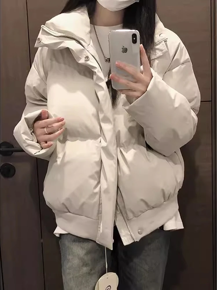 

Утепленная зимняя куртка из искусственной кожи с коротким воротником, молодежная модная теплая хлопковая куртка Cleanfit для подростков, защита от холода