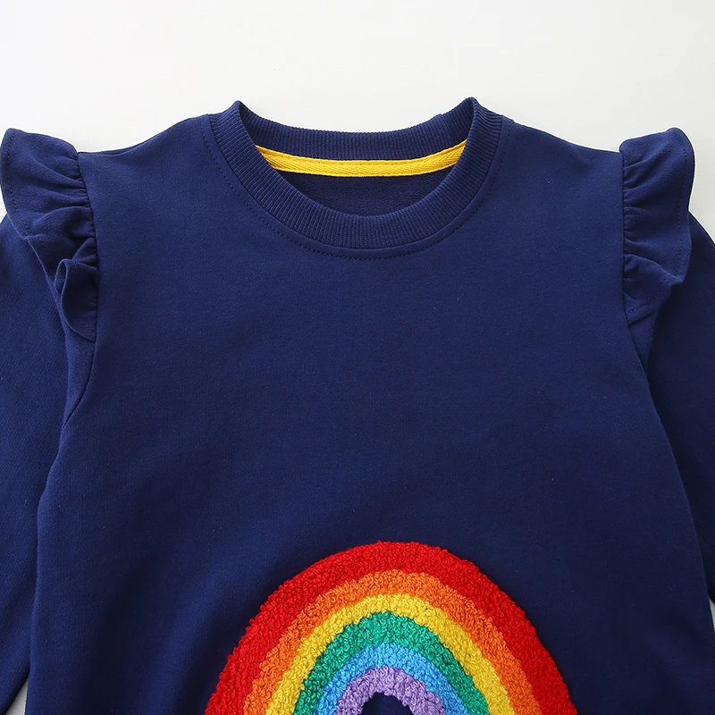 Little maven 2024 Spring Autumn New Kids Clothes Rainbow Girls Sweatshirts Princess Hoodie Cute Tops Clothes for Children Hoody