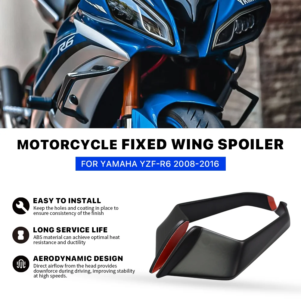 

Motorcycle Accessories Fixed wing fairing Small Winglets spoiler Aerodynamic wing For Yamaha YZF R6 2008-2016