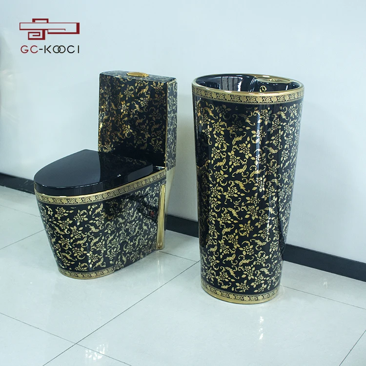 Black Gold Luxury Brand Public Ceramic One Piece Toilet With Dual-Flush Modern Design