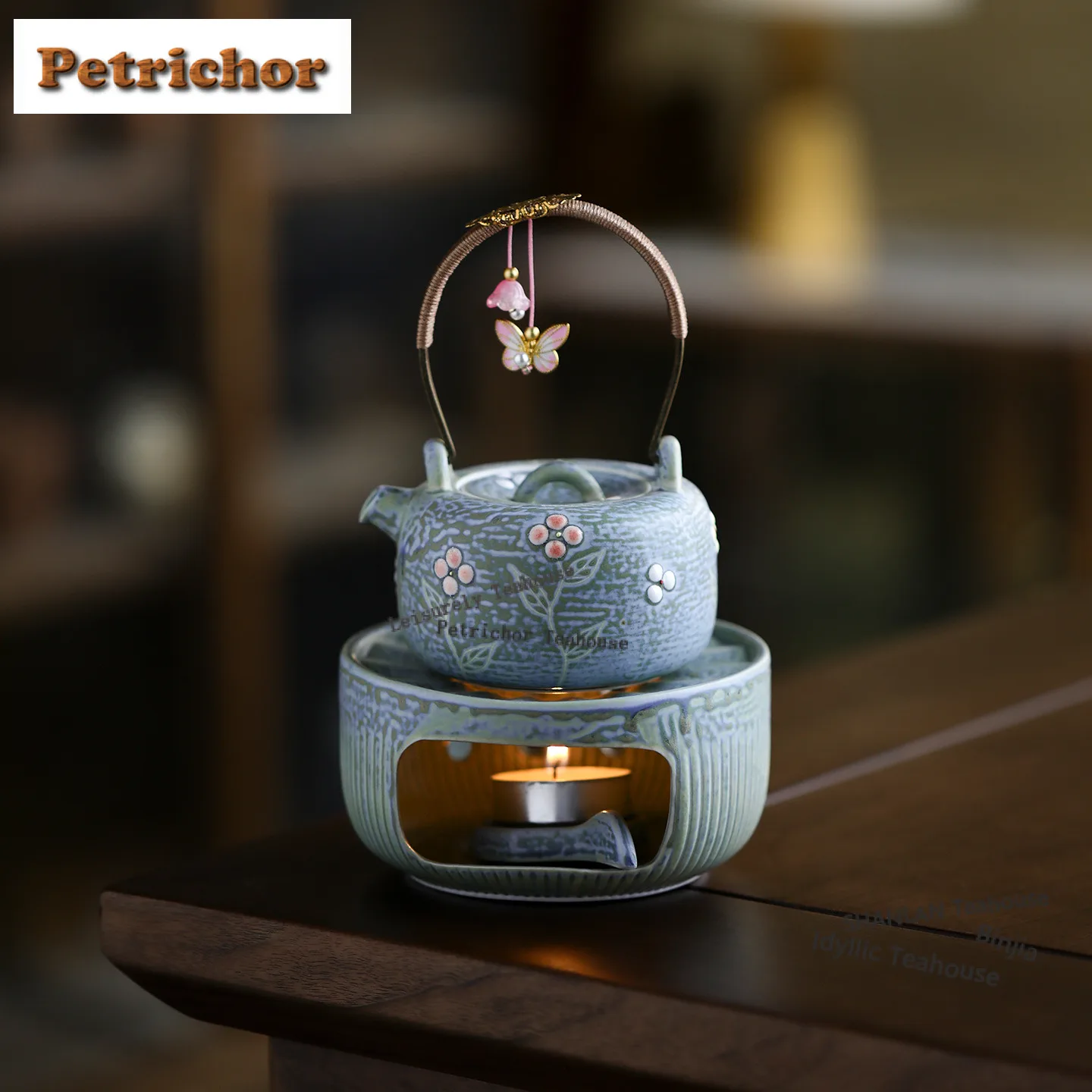 150ml Turquoise Green Kiln Fambe Lifting Handle Teapot Luxury Tea Infuser Pot Tea Brewing Kettle With Strainer Cafes Gift Craft