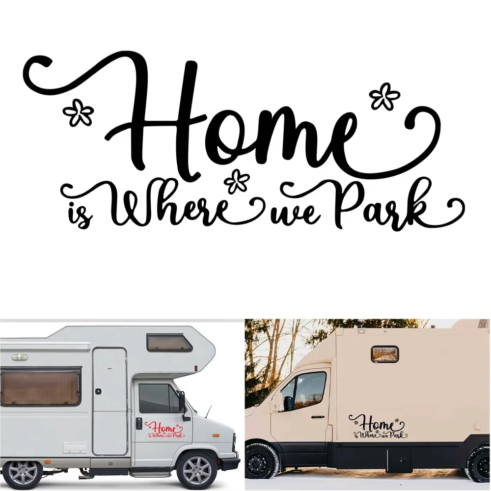 

Creative Home Is Where We Park Car Body Sticker Motorhome Caravan Van Camper Travel Decor Decal Auto Vinyl Tuning Accessories