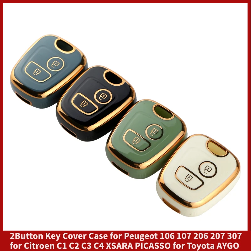 TPU Car 2Button Key Cover Case for Peugeot 106 107 206 207 307 for Citroen C1 C2 C3 C4 XSARA PICASSO for Toyota AYGO Protector