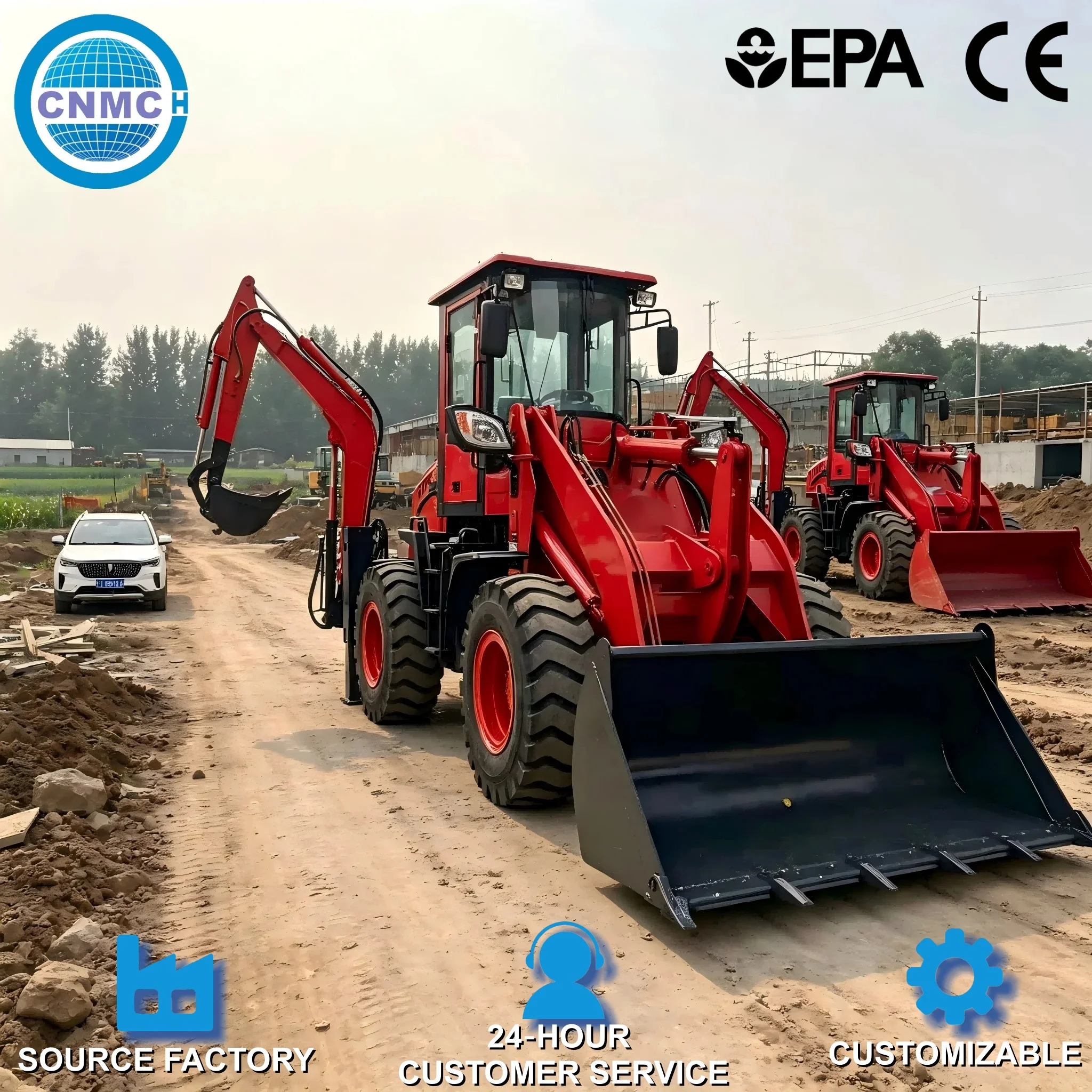 Tractor Backhoe - Excavadora de ruedas 4x4 con estructura