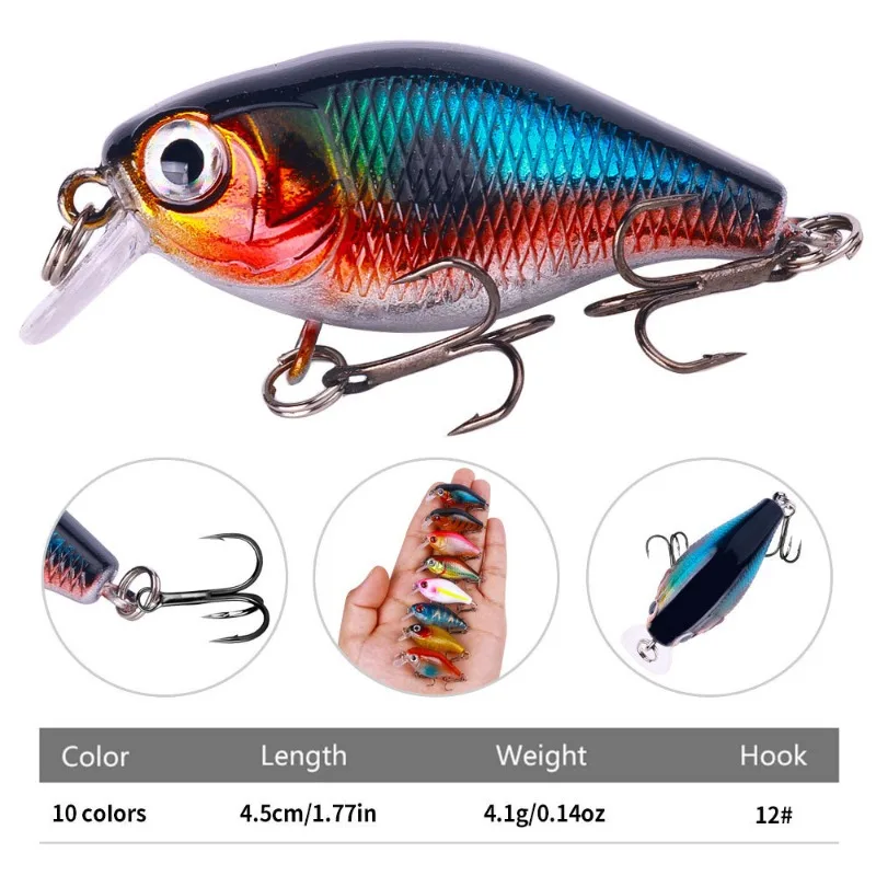 5PCS  Lure Rock Plastic Hard Fake Baits Little Fatty Fishing Gear Products Fake Baits Imitation Baits Lifelike  Crank 3D Eyes