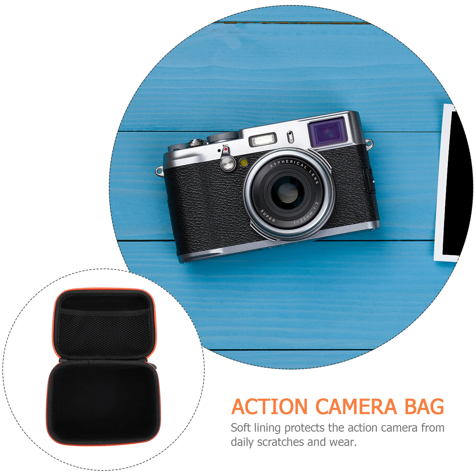 Action Camera Bag Durable Portable Handheld Protective Case Travel Storage Pouch Soft Lining Camera Carrying Case
