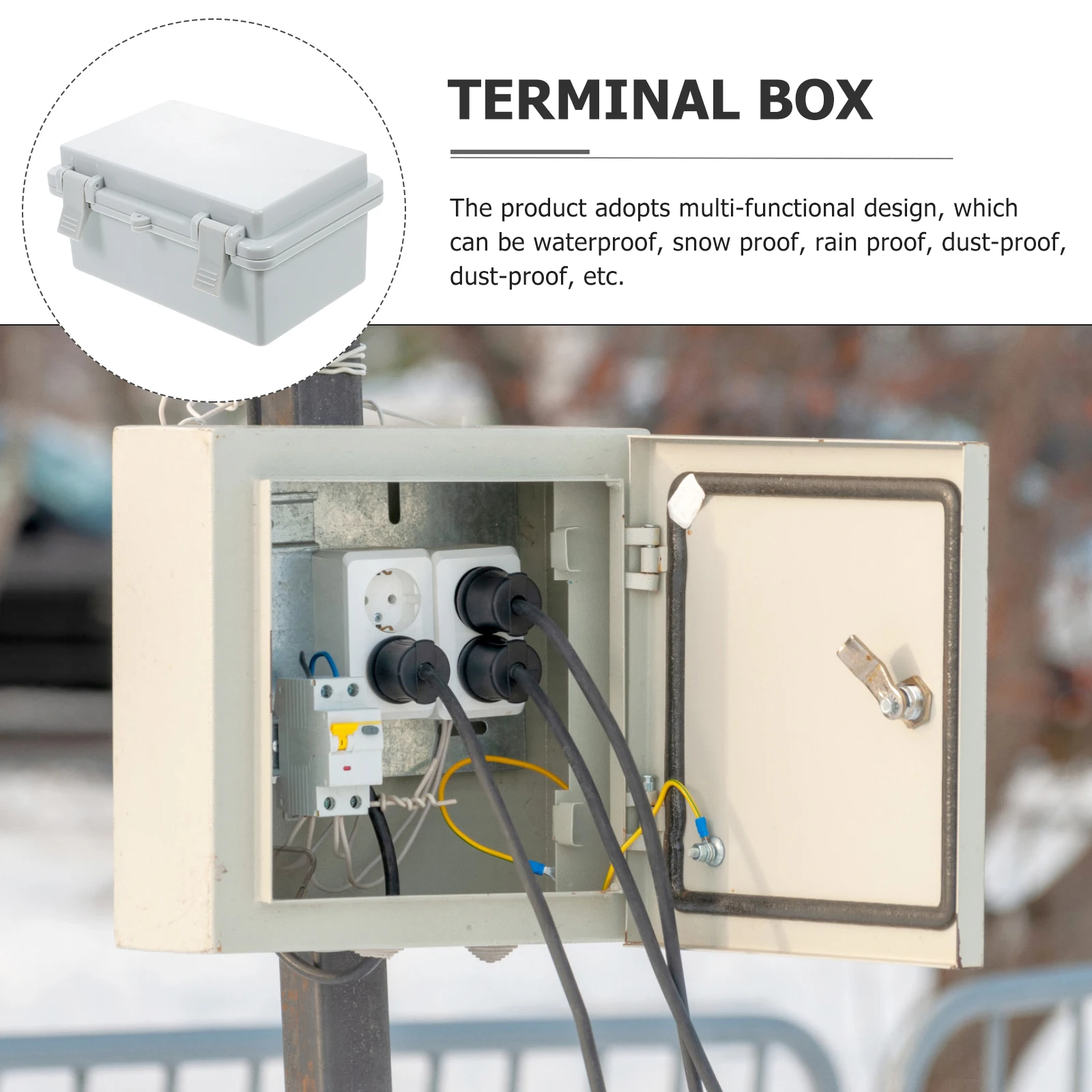 

Waterproof ABS Junction Box with Bottom Plate Cable Connectors White Electrical Boxes IP67 Outdoor Plastic Project