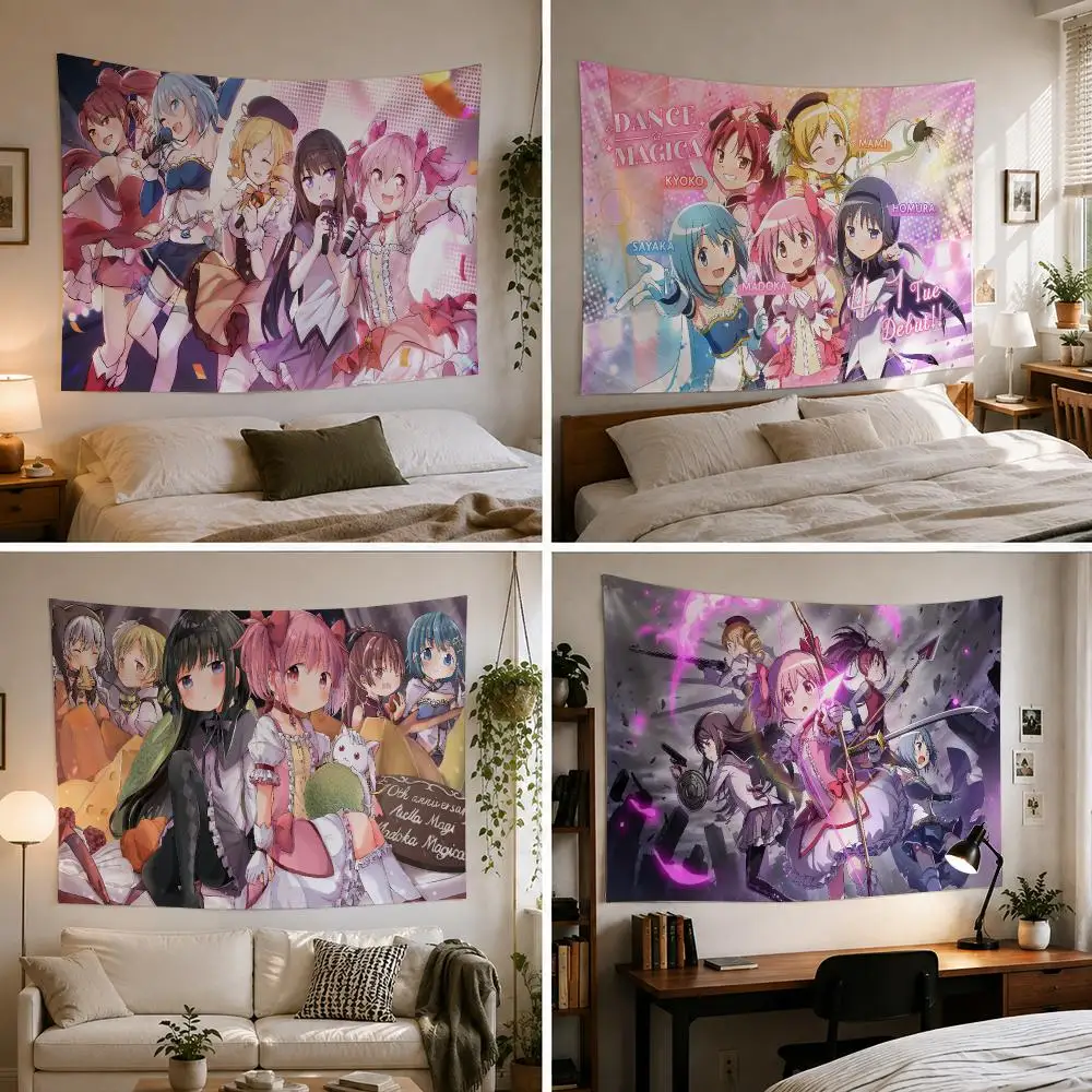 P-puella Magi Madoka Magica Tapestry Bedroom Living Room Bar Party House Home Dorm Interior Wall Decor Background Banner