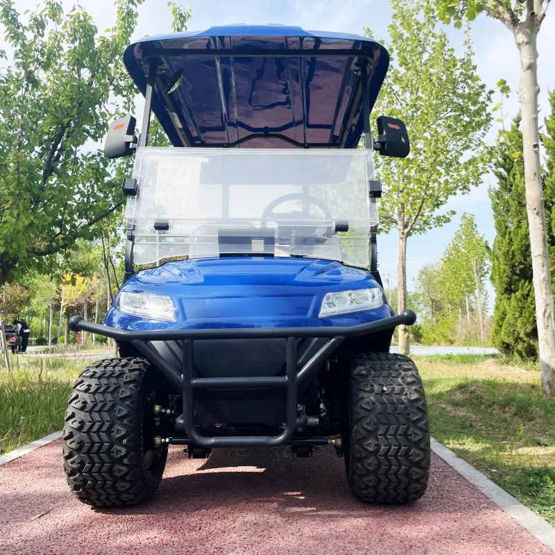 CE Certificate 4 Wheel Drive 5000W Electric Golf Buggy 5KW 48V 72V 4x4 Electric Golf Cart For Adult 12 Inch Tires Rear Cargo Box