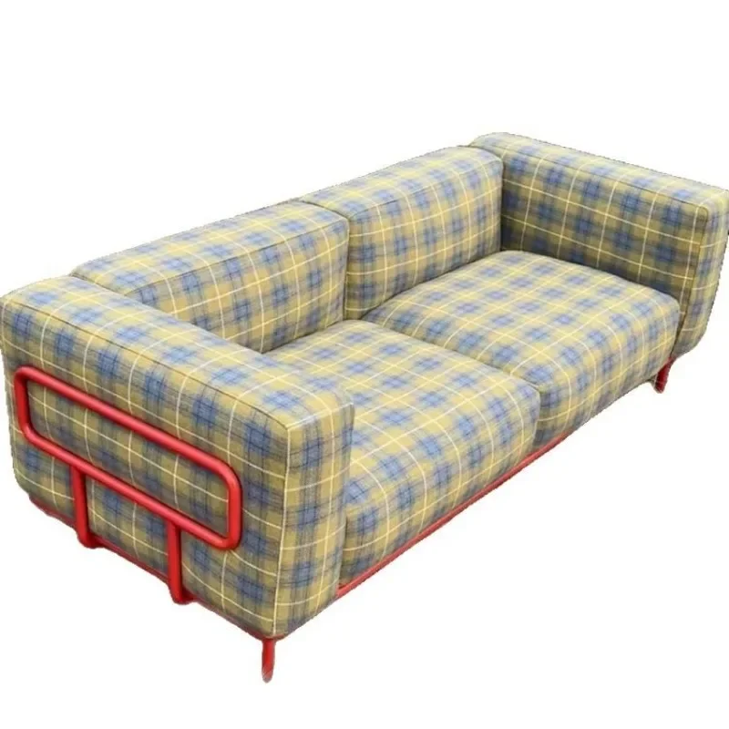 

Wool plaid sofa dopamine Anzhong antique fabric three-person sofa dismantling and washing