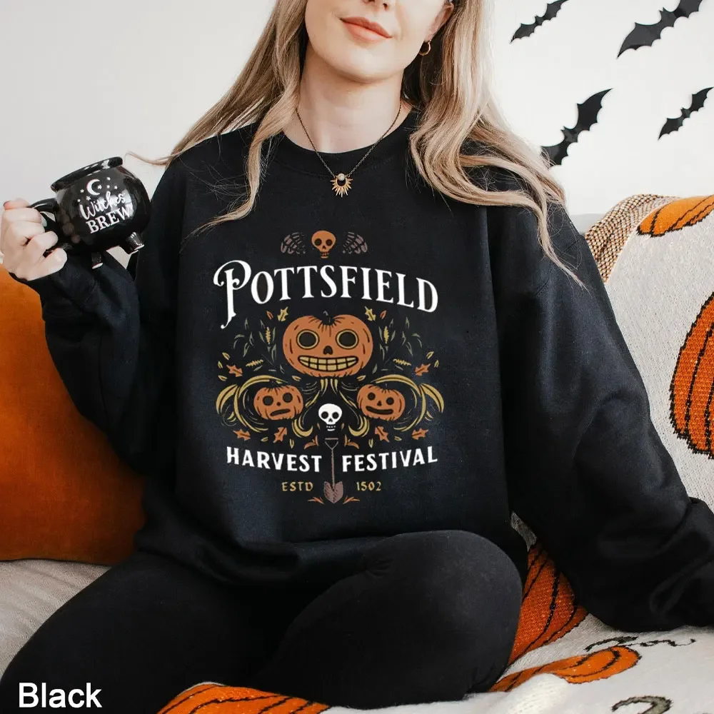 New in Hoodies & Sweatshirts Pottsfield Harvest Festival Vintage Cartoon Spooky Season Halloween Gift Cartoon Lover Pumpkin Tops