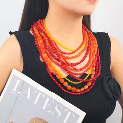 2024 New Bohemia Handmade Resin Stone Beaded Necklaces for Women Vintage Irregular Jewelry Choker Necklace Party Travel Gifts