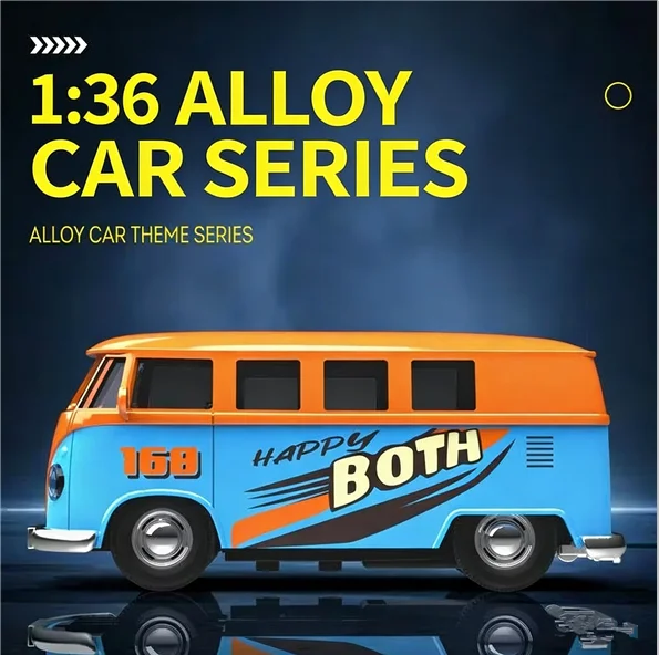 

Коллекционная модель автобуса T1 в масштабе 1:38, литая под давлением, имитация транспортного средства, детская литая машинка, игрушечная модель для мальчиков, украшение для автомобиля.