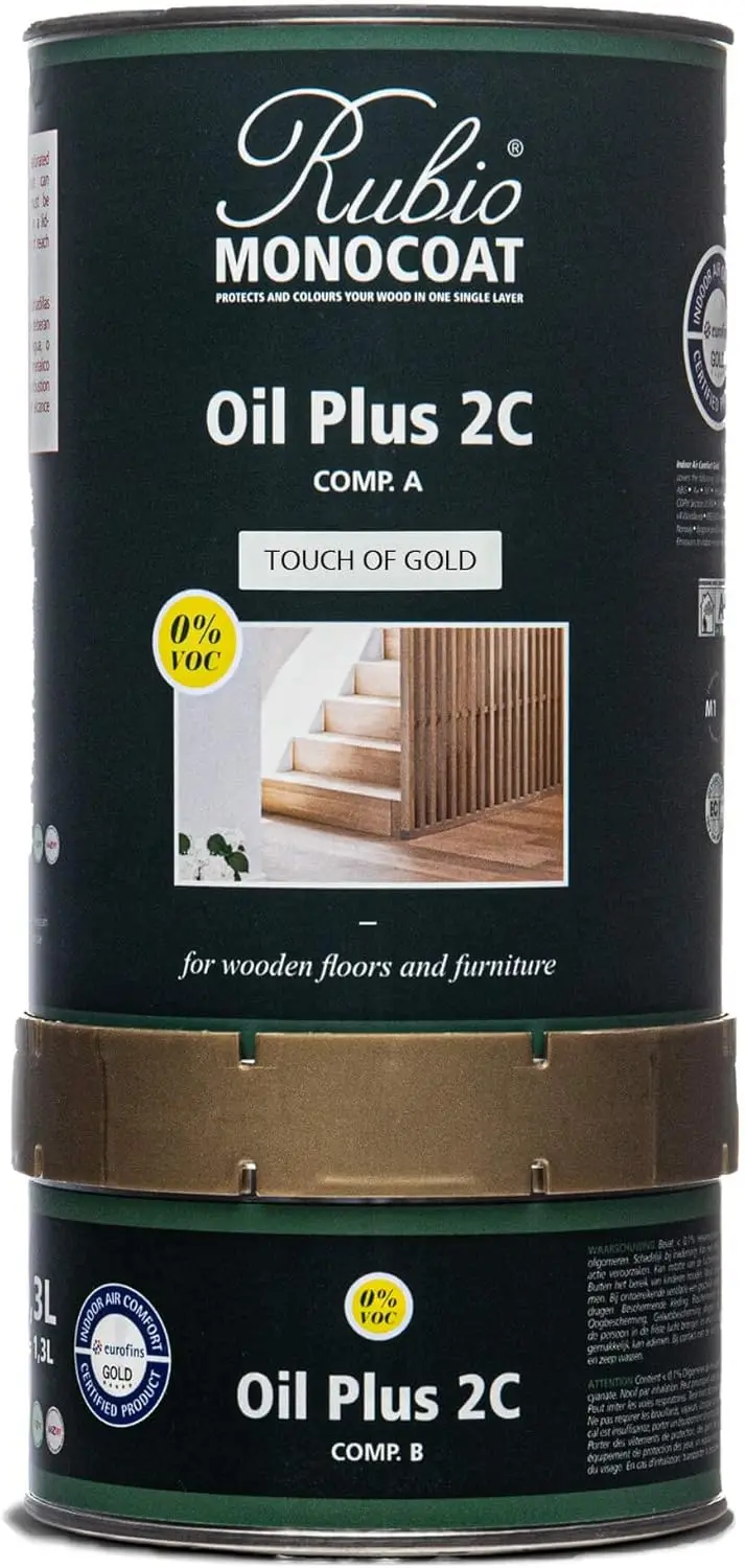 Rubio Monocoat Wood Stain & Finish 650 ft² - Touch of Gold | Oil Plus 2C | Quick-Dry, Eco-Friendly Linseed Wood Oil for Indoor