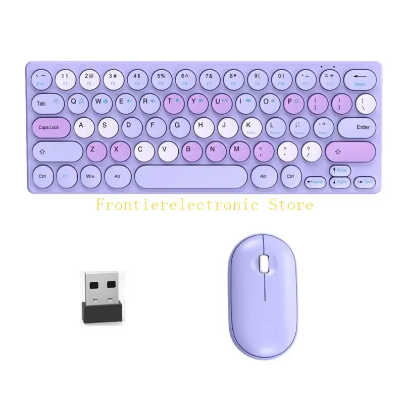 G8DB Retro Round Keycaps Wireless Keyboards Mouse Combo 64Keys Thin Silents Button PC Laptop Compatible