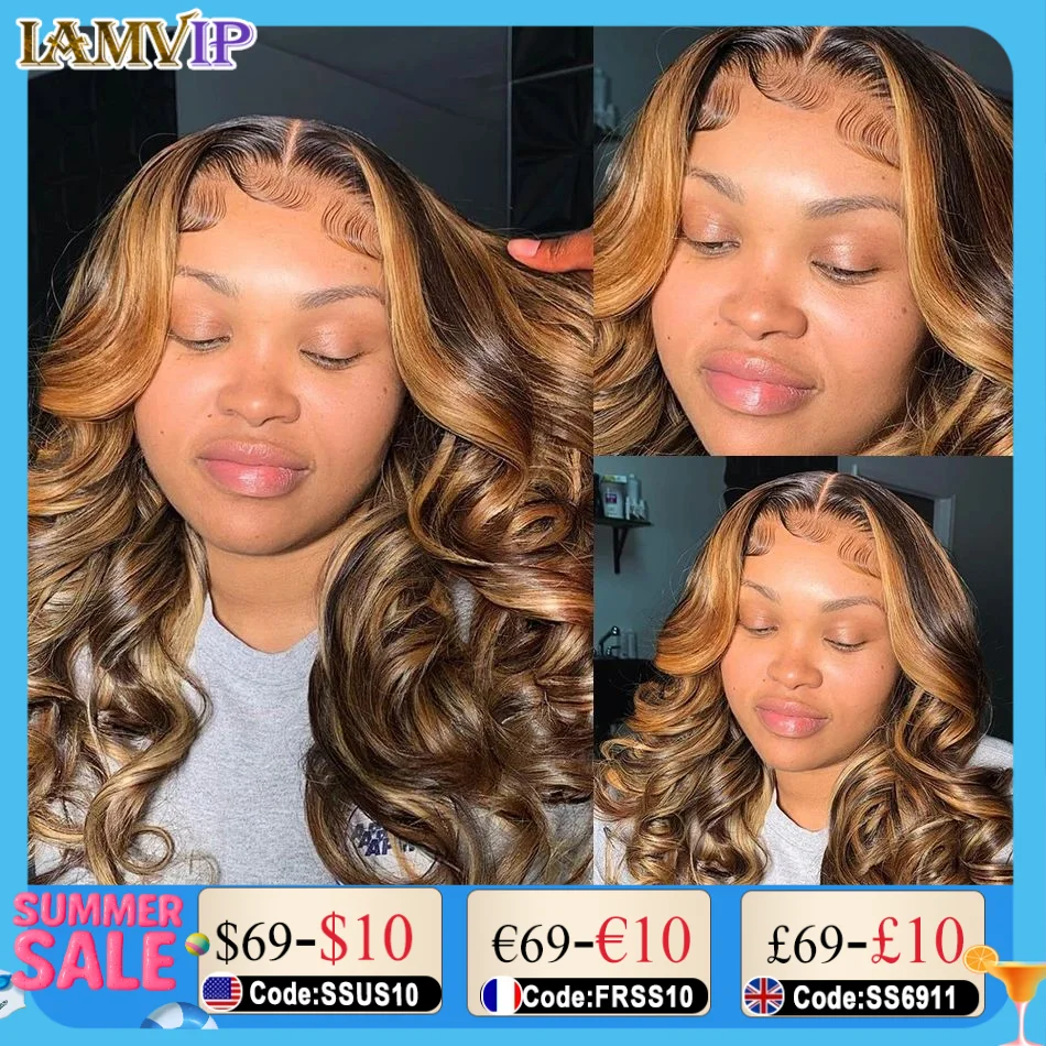 

30 32 Inch Colored Wigs 13x4 13x6 Hd Lace Frontal Wigsbody Wave Wig Highlight Ombre Lace Front Wig Human Hair For Black Women