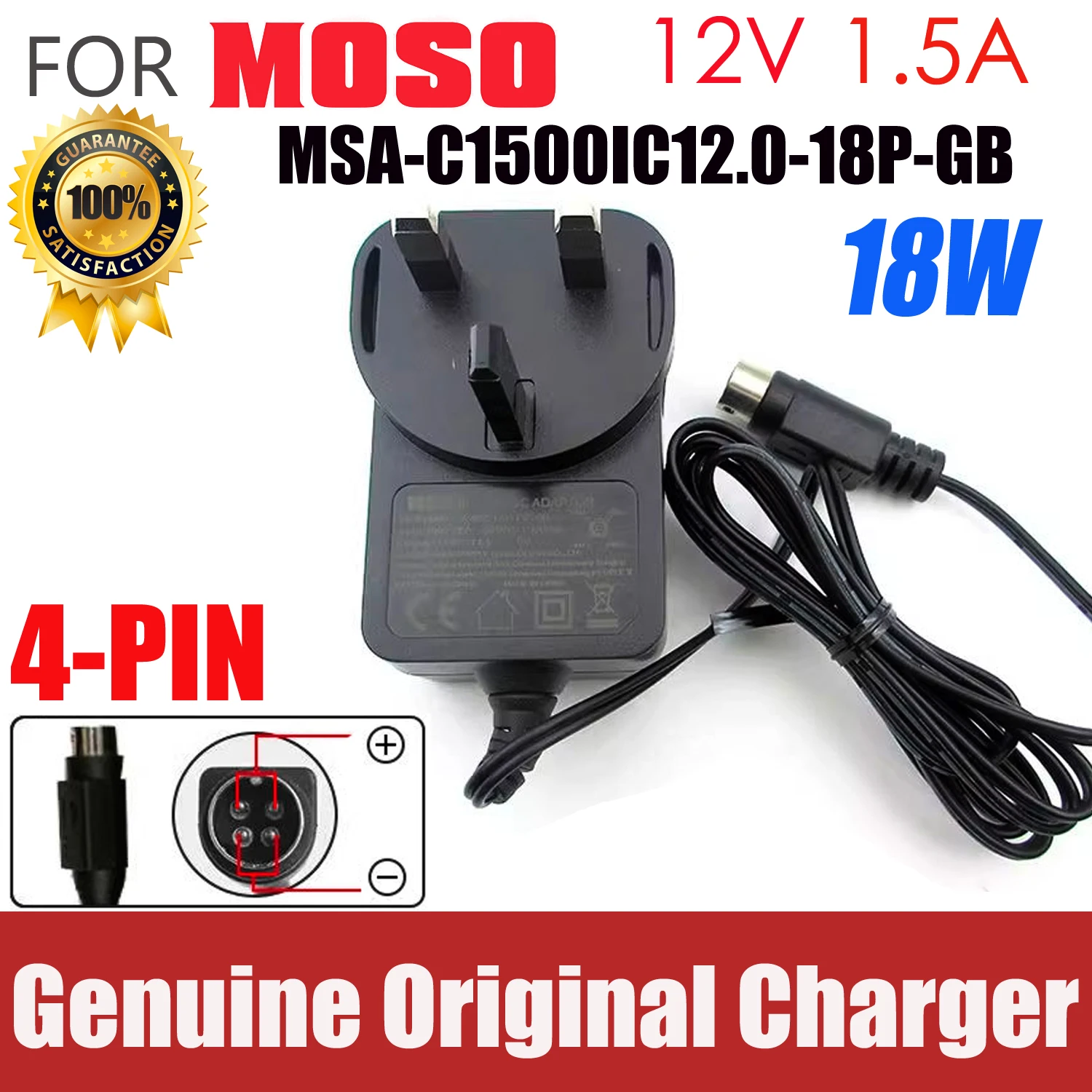

Original 12V 1.5A 18W 4-Pin AC Adapter MSA-C1500IC12.0-18P-GB Power Supply Charger For MOSO MSAC1500IC12018P MSAC1500IC12018PGB