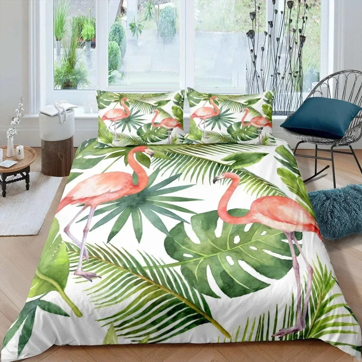 

3D Print Flamingo Flowers Tropical Animal 3D Duvet Cover Bedding Set Comforter Linen Pillowcases Single Double Twin King Queen