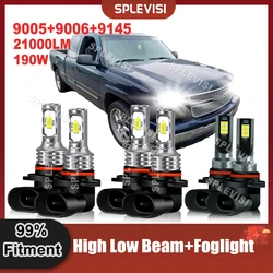 LED Headlight Bulbs 9005 High Beam 9006 Low Beam 9145 Foglight Combo Kit For Chevrolet Silverado 1500 2003 2004 2005 2006 2007