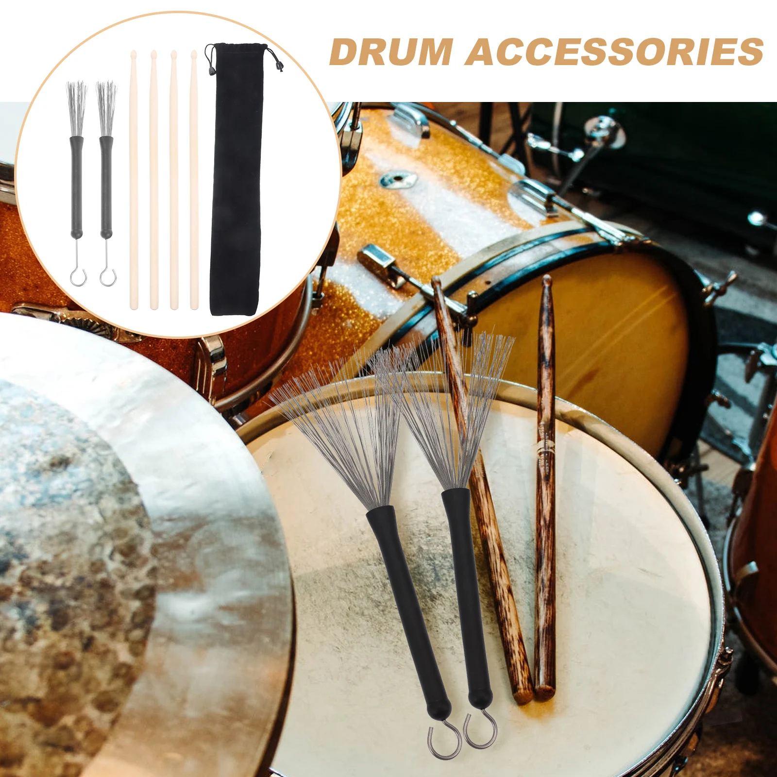 

Sticks Drum Set Drumsticks Musical Instruments & Accessories Kit Student Use Wire Brush