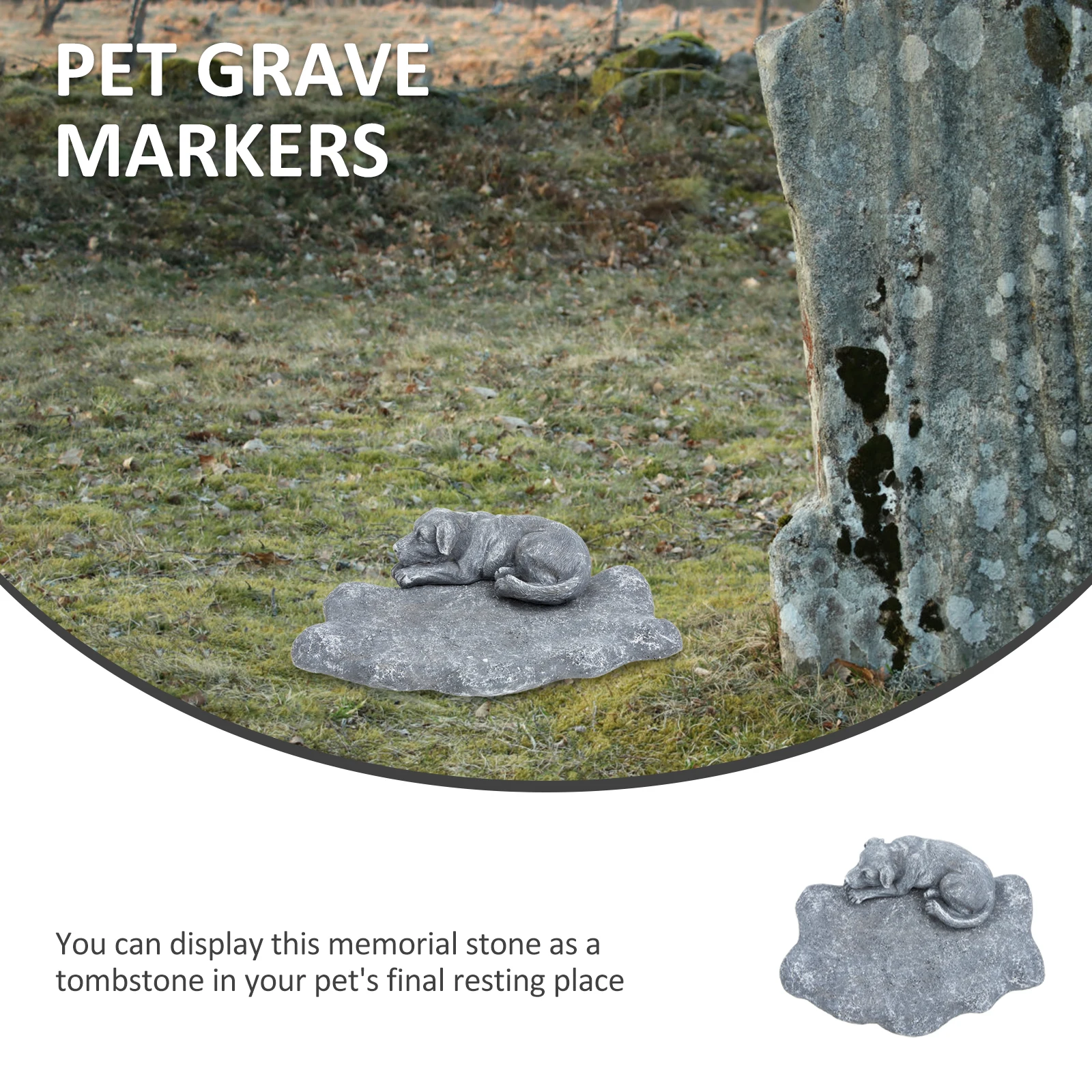 

Pet Memorial Stone Durable Resin Dog Statue Waterproof Outdoor Garden Markers Pet Grave Headstone Funeral Ashes Box