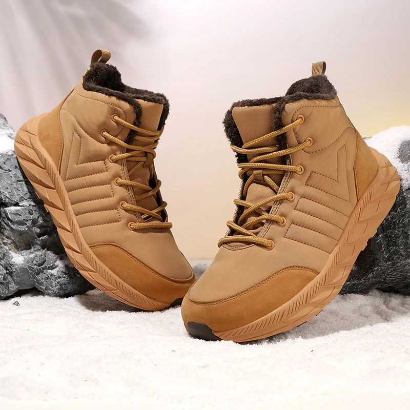 

Couple Outdoor Mountain Hiking Boots High Top Plush Warm Cotton Shoes Men Women Barefoot Winter Ankle Boots Zero Drop Snow Boot