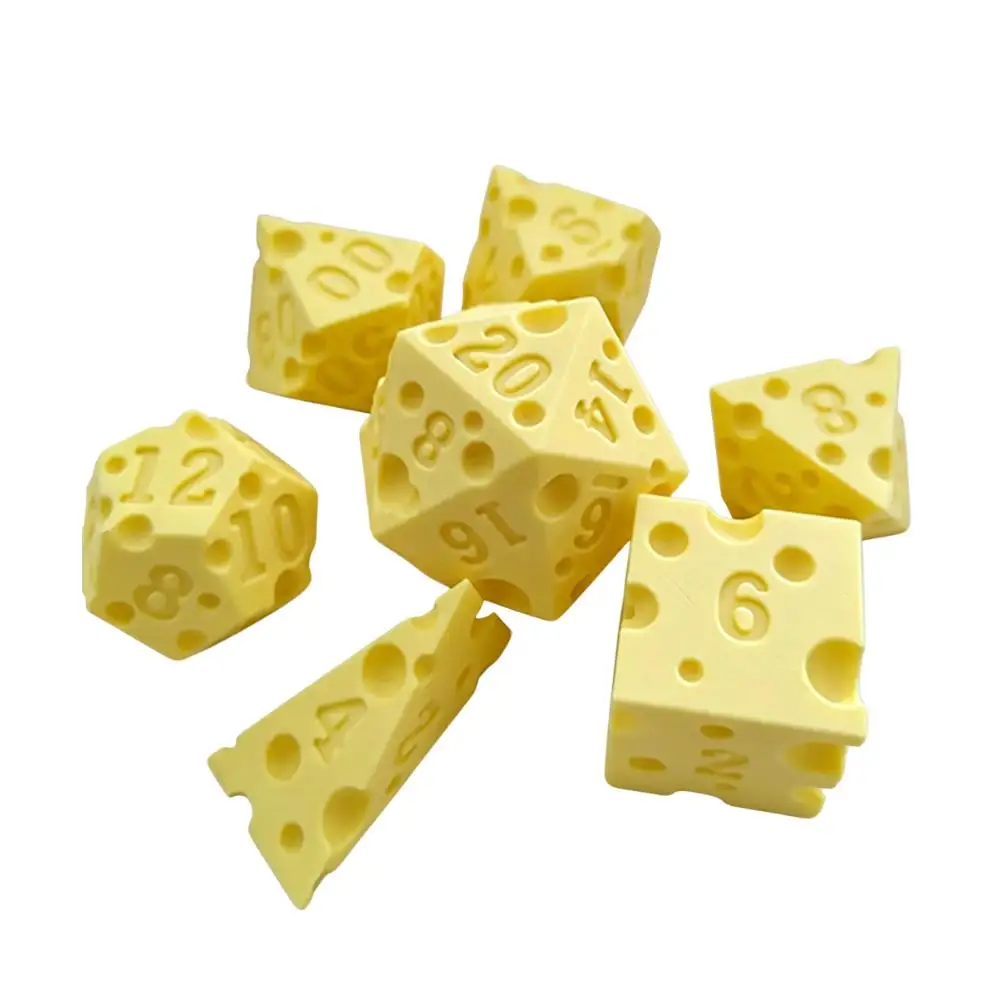 Lrregular Cheese Dice Box Ornament Party Props Convenient to Carry Board Game D4 D20 Set Miniature For Adult Family Gathering