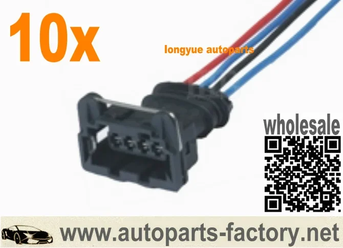 Longyue 10pcs Universal 4 way Sealed JPT Connector Pigtail Wiring Harness