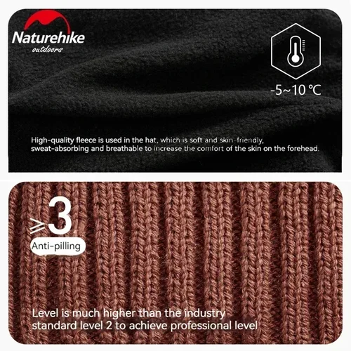 네이처하이크 겨울 양모 니트 모자 남녀공용 따뜻한 폴라 플리스 모자, 야외 캠핑 하이킹 스키 스포츠, 더블 레이어 두꺼운 모자  Best5
