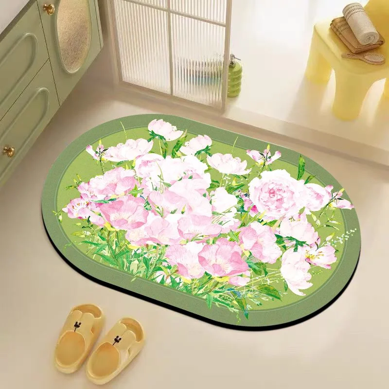 VIKAMA Minimalist Contrasting Lines Small Yellow Duck Bathroom Mat Absorbent Quick Drying Anti Slip Bathroom Mat