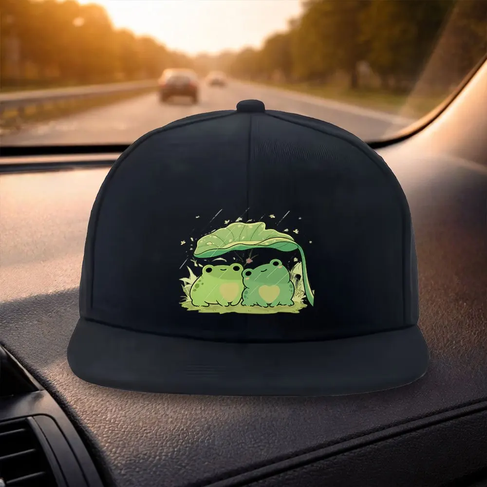 bone-classico-unissex-com-aba-reta-design-de-padrao-de-sapo-fofo-e-moderno-chapeu-casual-preto-adequado-para-atividades-ao-ar-livre