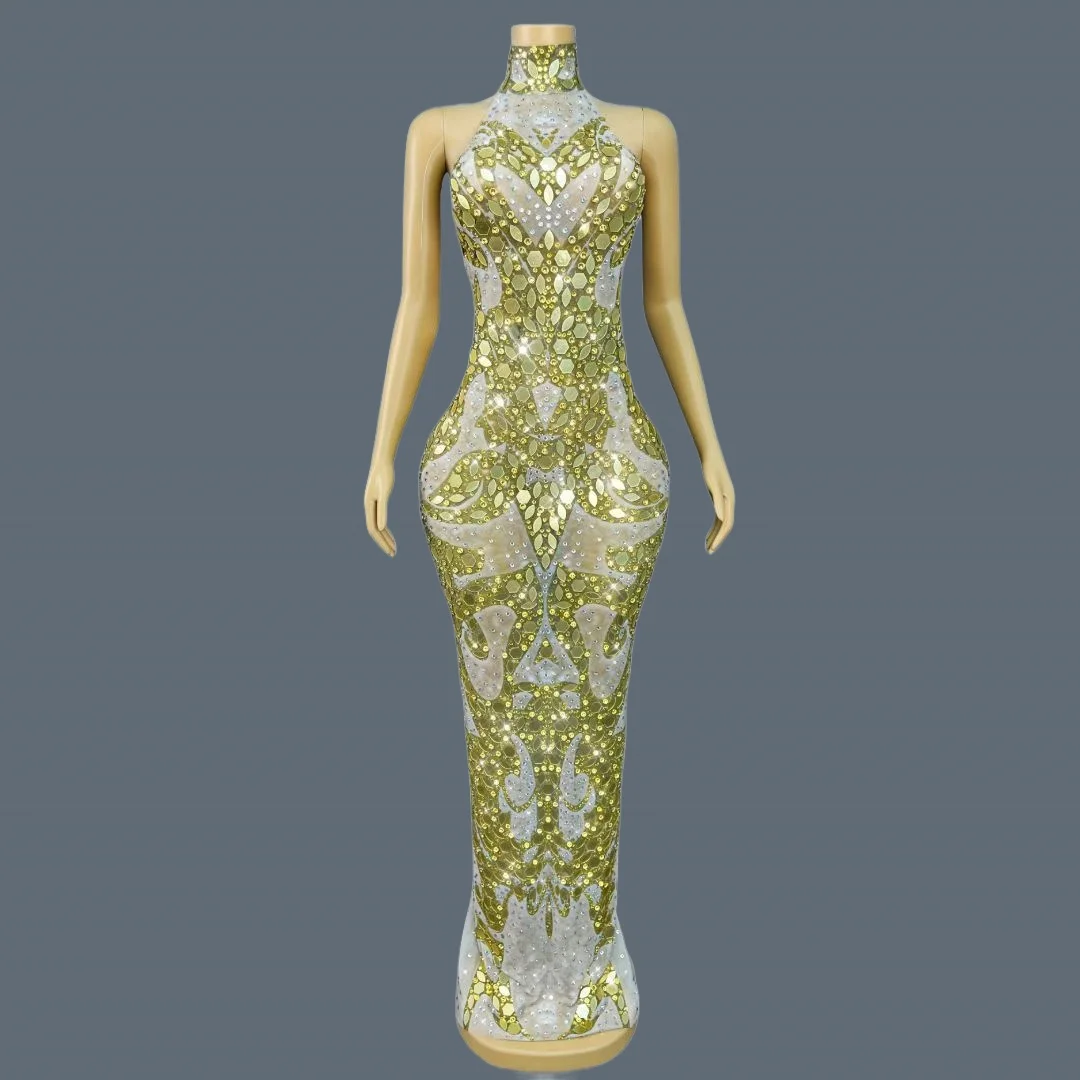 

Luxury Tight Fitting Sequins Evening Dress Backless Designer Night Party Crystals Outfit Glamorous Women Wedding Dress Jincaihua