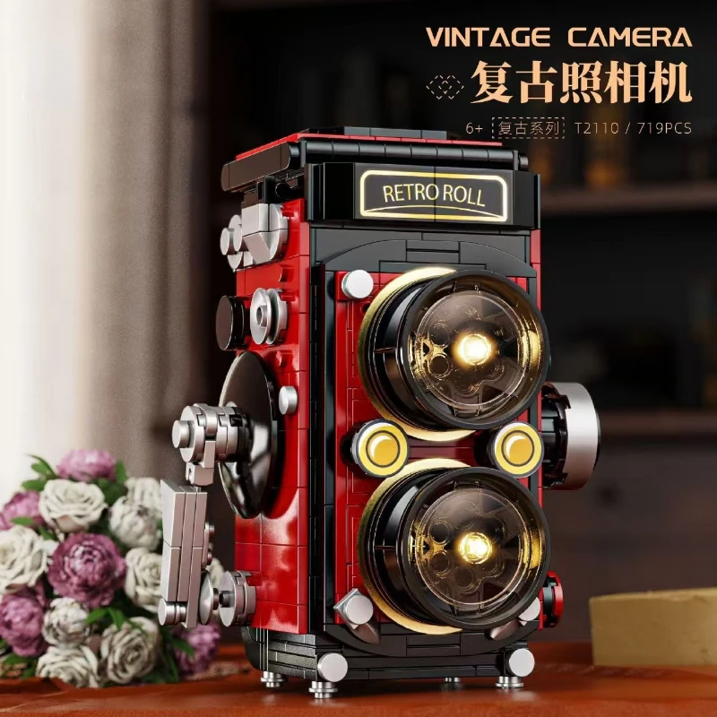 751PCS nostalgische en retrocamera, radio, slingerklok, printer, modelmontage, speelgoed en ornament