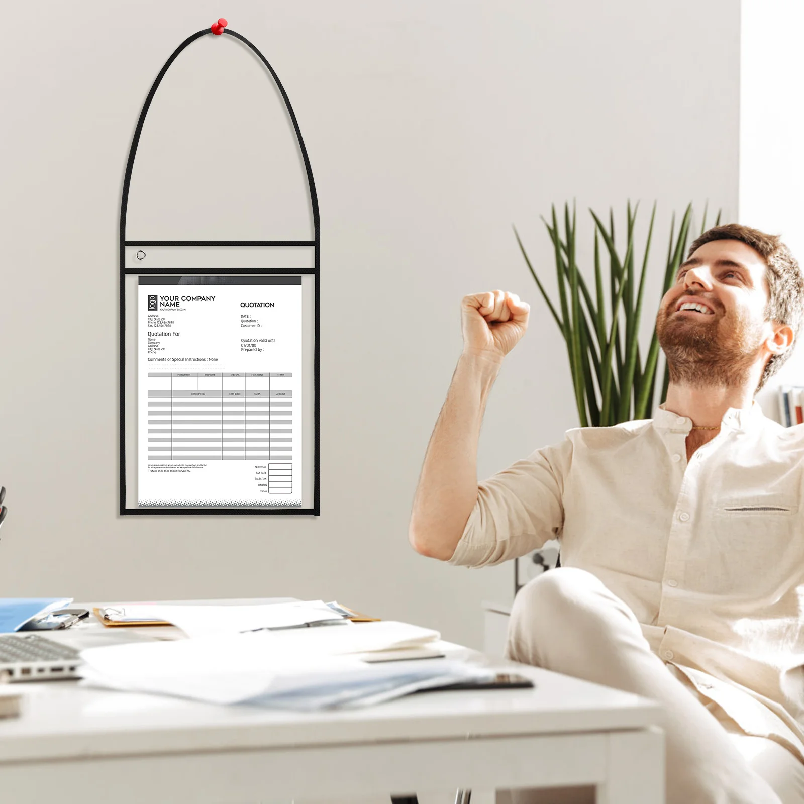 

30Pcs Clear PVC Dry Erase Sleeves Hanging File Organizers for Teachers Office Supply Storage Wall Organizer for Office