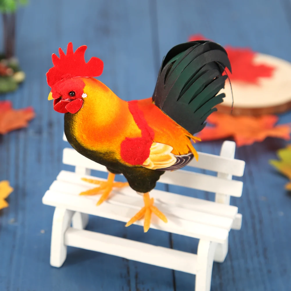 Simulation Foam Rooster Model Fake Artificial Animal Miniature Ornament
