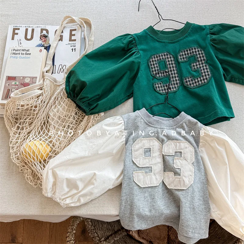 

2025 Autumn New Children Long Sleeve T Shirts Cotton Loose Baby Girls Casual Letter Shirts Kids Versatile Bottoming Shirts
