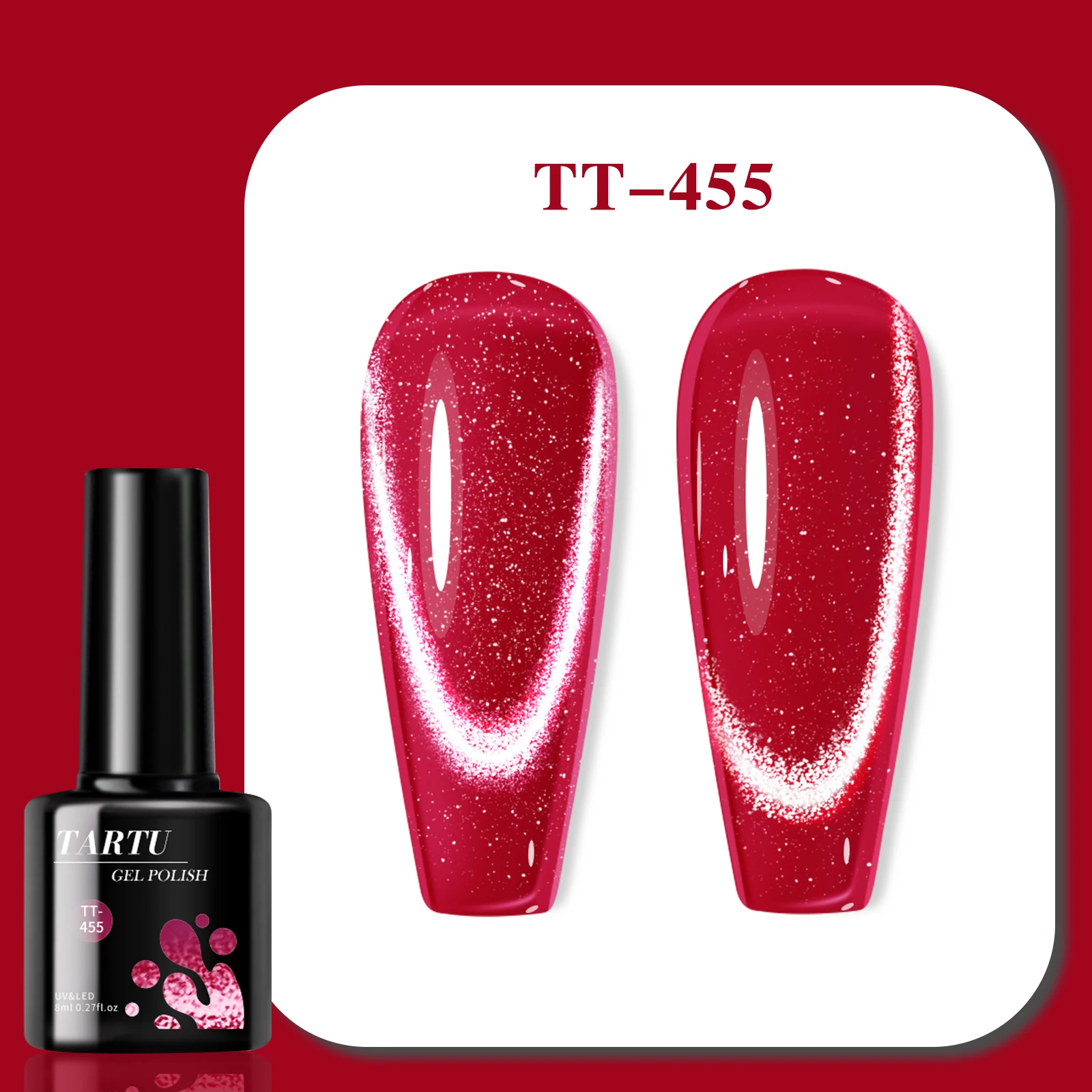 Cat Eye Gel Nail Polish,Red Brown black 8ml Soak Off LED/UV, Holographic Glitter Nail Art,for Home Salon Manicure Gift for Women