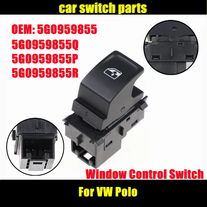 Car Switch Parts 5G0959855 for VW Polo Chrome Electric Window Control Switch Button Key 5G0959855Q 5G0959855P 5G0959855R