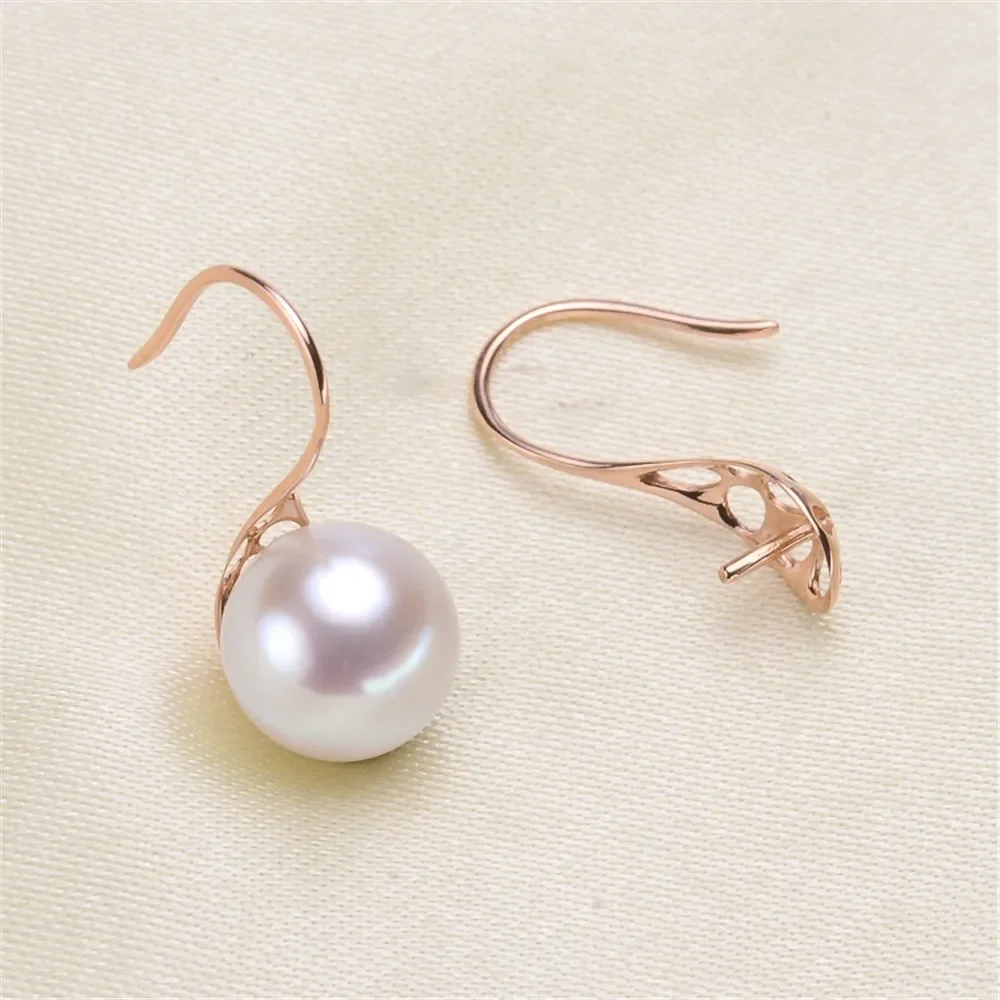 

DIY Accessories G18K Pearl Ear Hook Empty Tray Fashionable Pearl Earrings Empty Gold Fit 8-10mm Round Beads G255